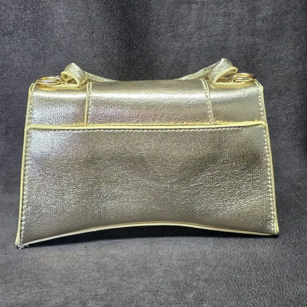 Gold Faux Leather Crossbody & Hand Held Purse Multi Wear Clutch